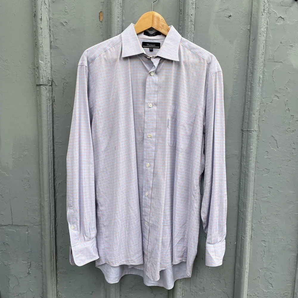 Faconnable 100% Cotton Striped Button Up  Shirt, size Neck 16”